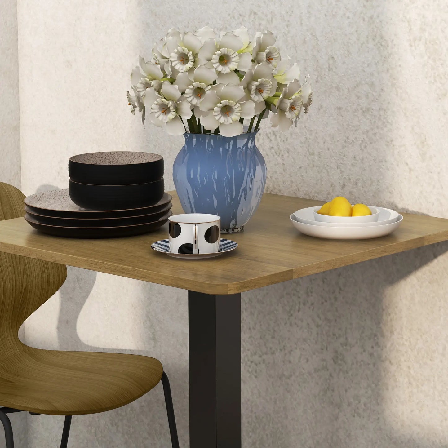 28" Square Dining Table with Steel Pedestal Base - Dark Brown