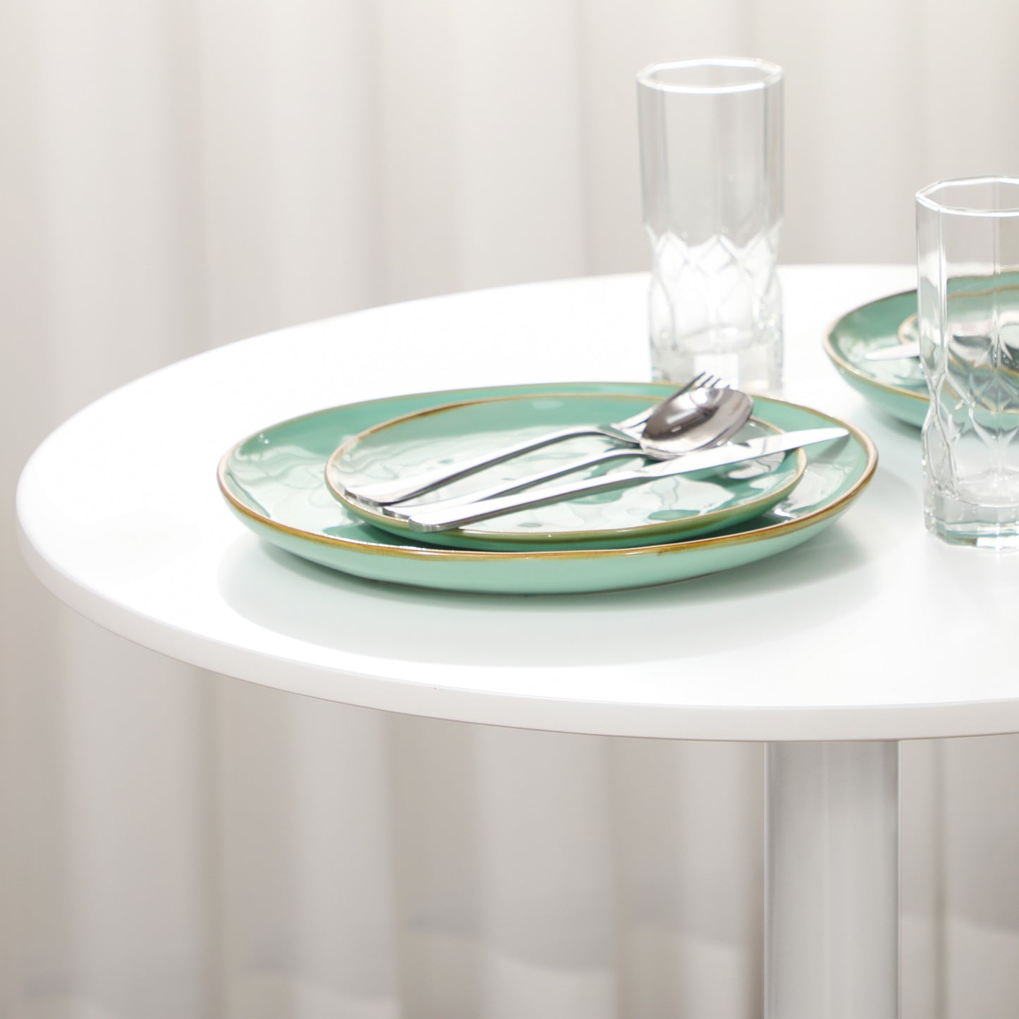 Modern Round Dining Table for 2 - White