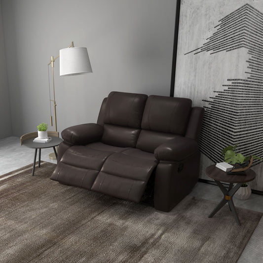 Manual Reclining Loveseat with Dual Footrests - Brown