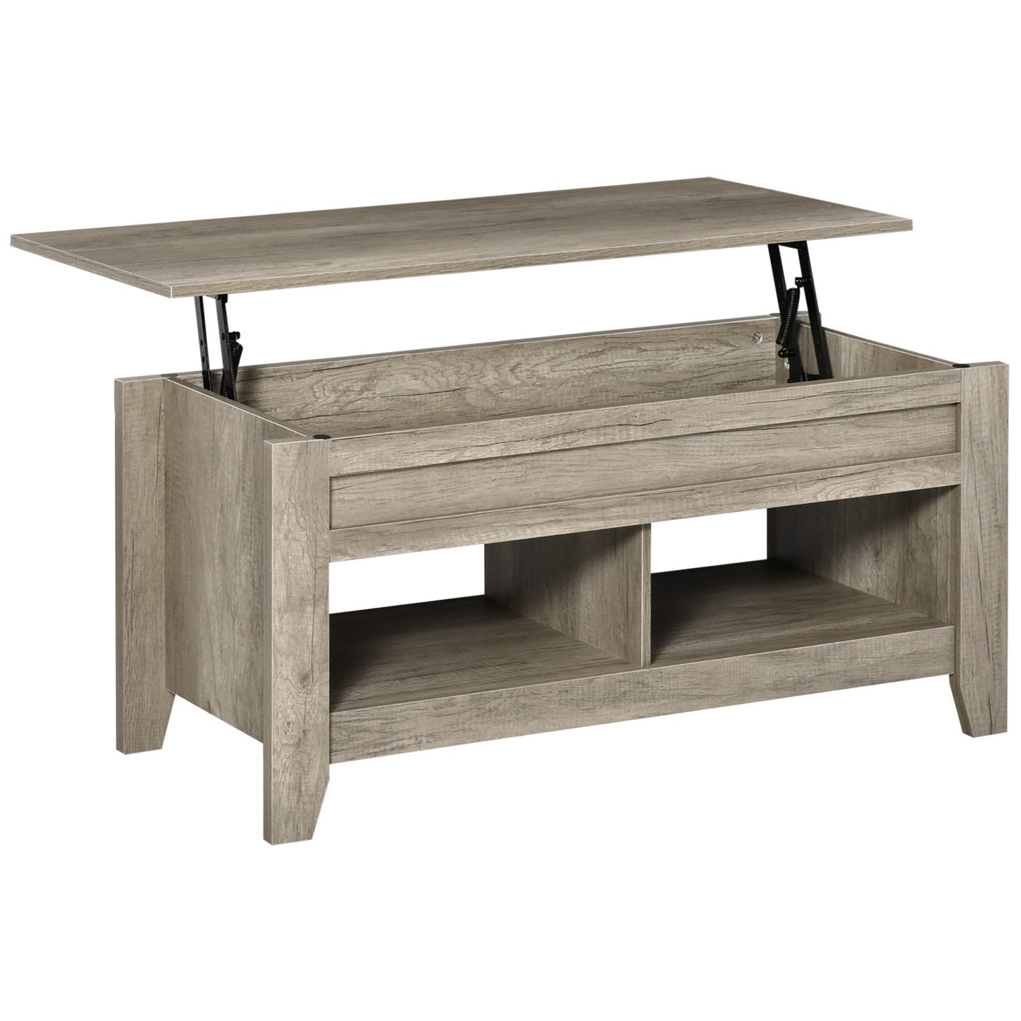 Lift Top Coffee Table with Hidden Storage, Oak Effect