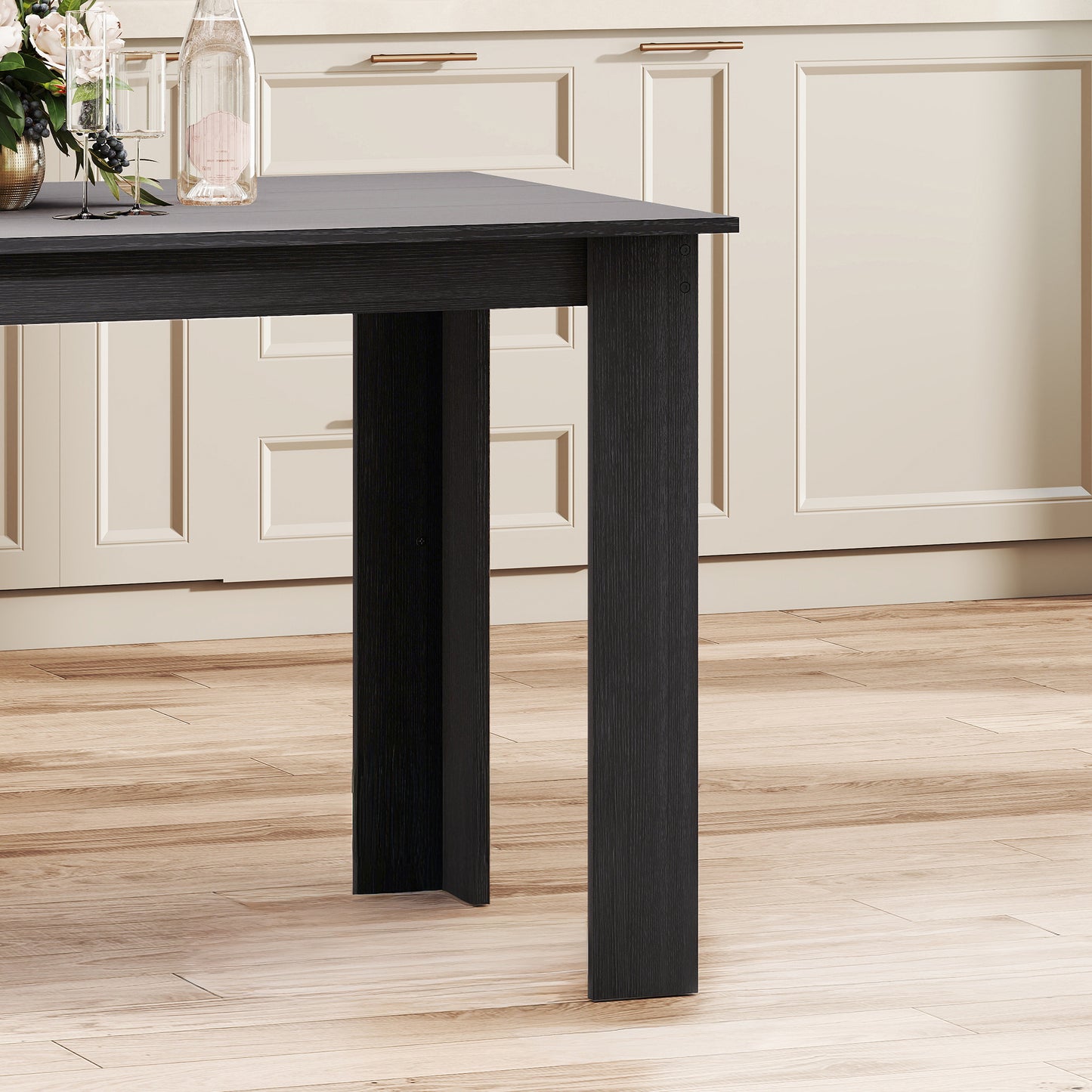 47" Kitchen Table for 4-6 People - Black