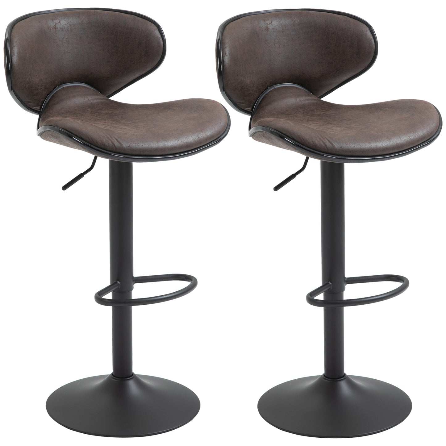 Adjustable Height Swivel Bar Stools with Leathaire Upholstery, Espresso (Set of 2)