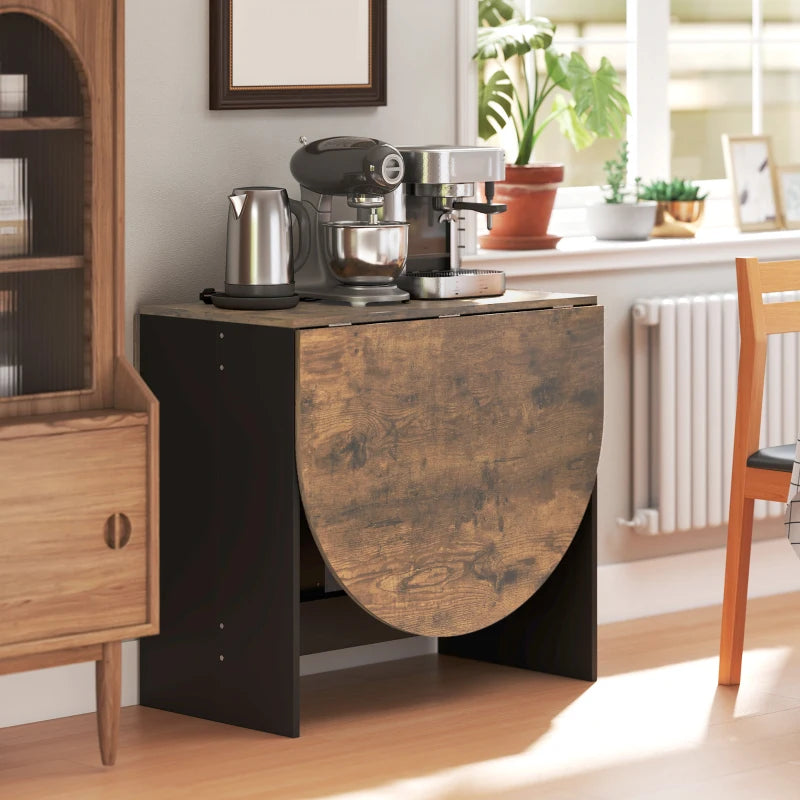 Oval Drop Leaf Dining Table with Space-Saving Design for Up to 6 People, Rustic Brown