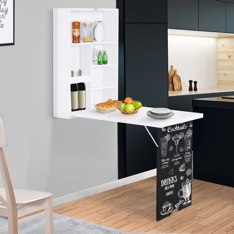 Wall Mounted Fold-Out Desk with Storage and Writing Board