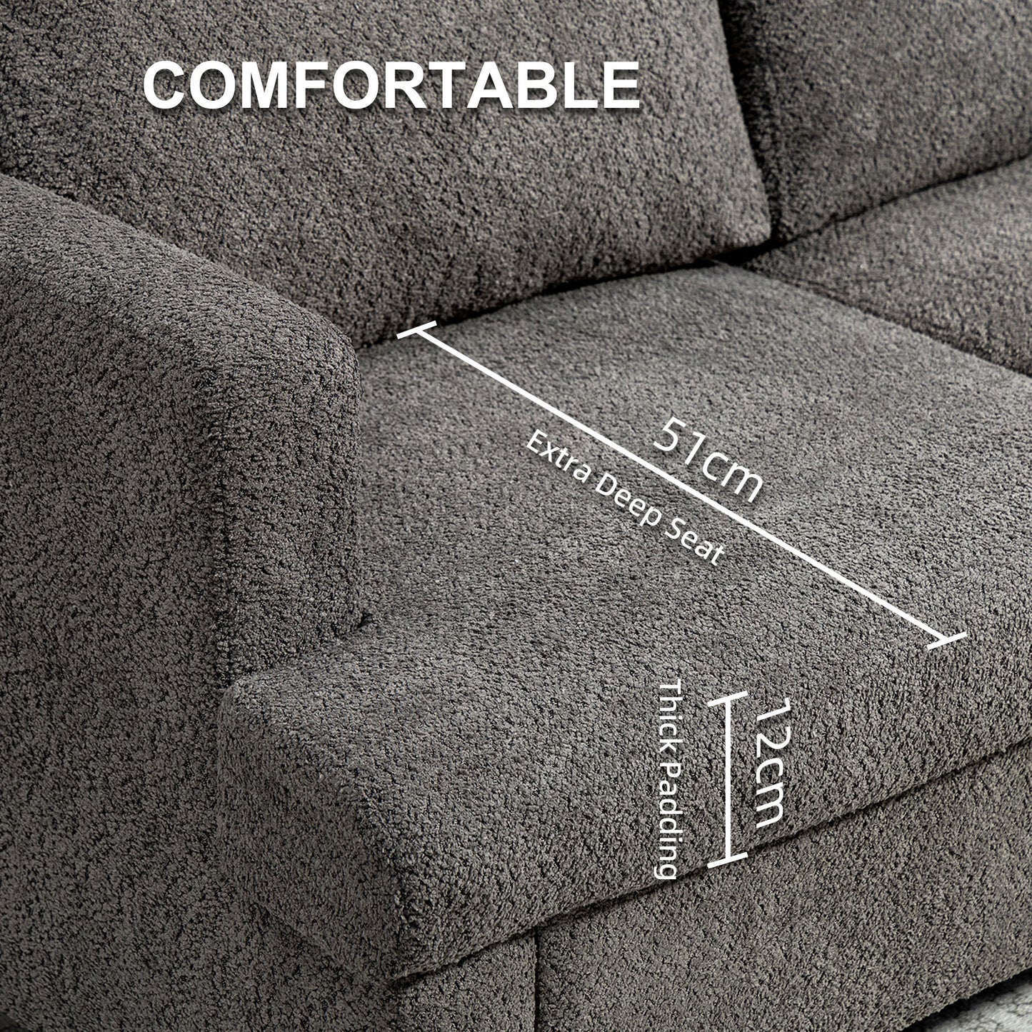 Chenille 2-Seater Loveseat with Tapered Legs - Dark Grey