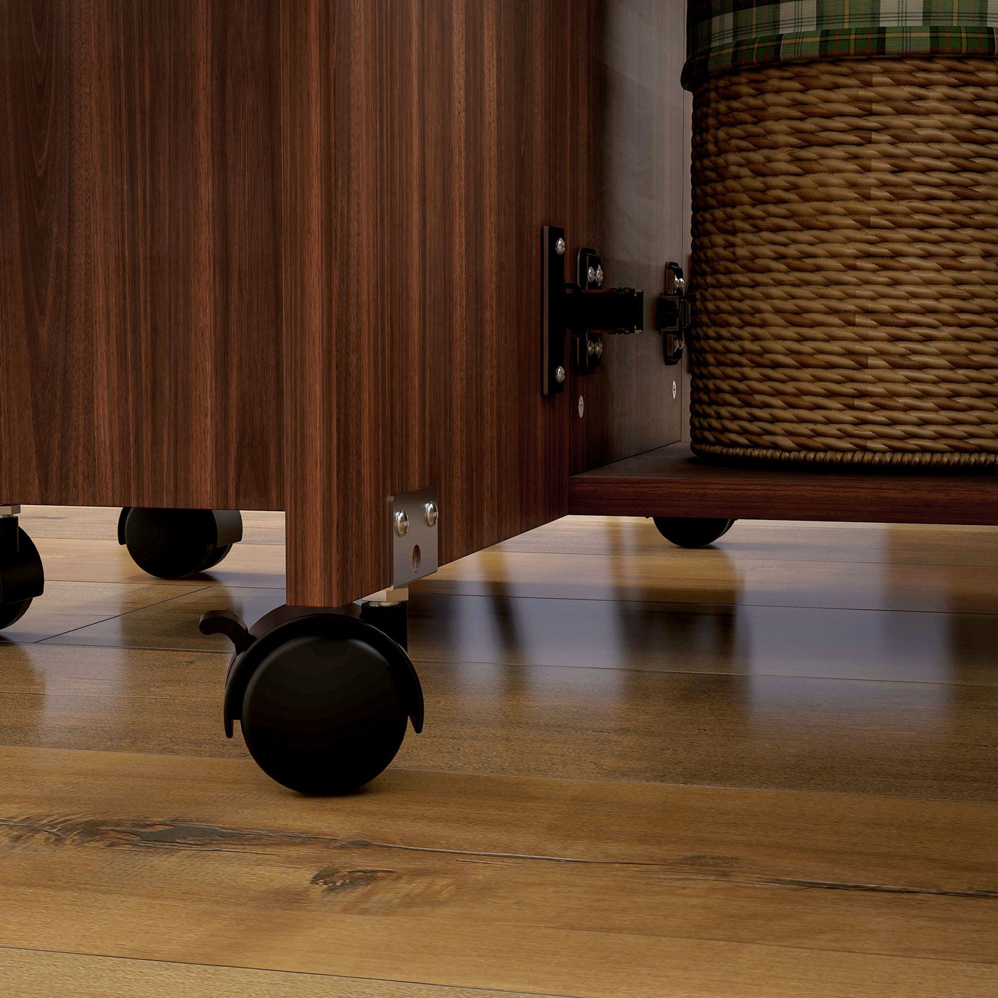 Drop Leaf Dining Table with Drawers and Cabinet - Brown