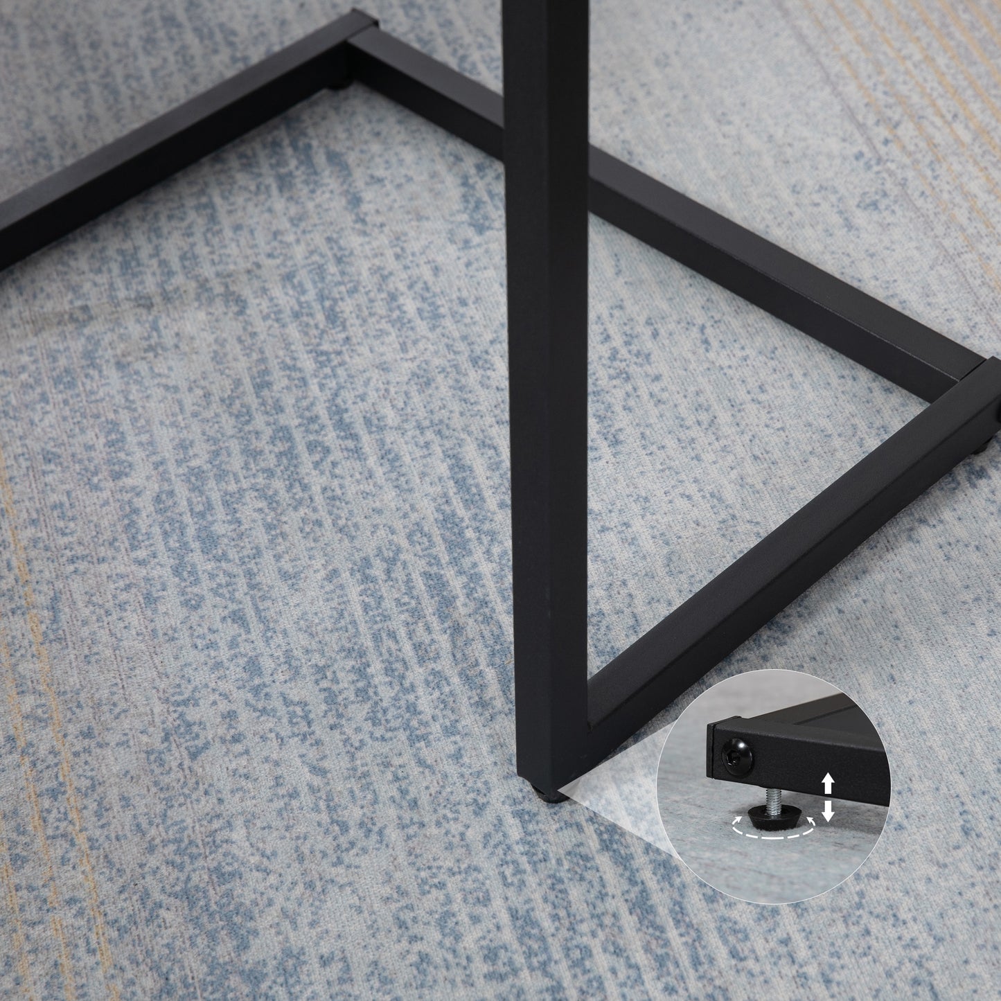 C-Shaped Nesting Side Table Set of 3 with Steel Frame - Vintage Brown