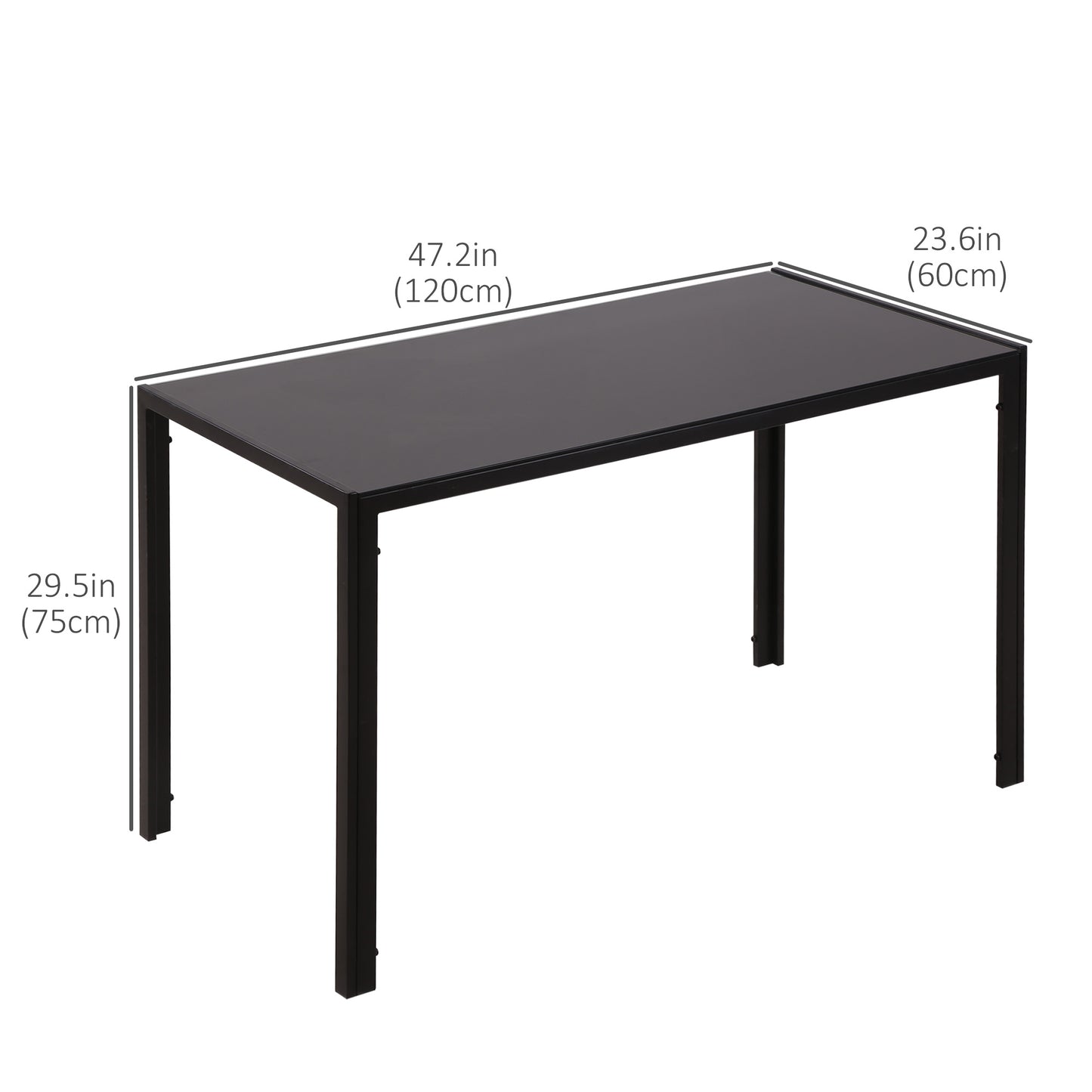 Rectangular Dining Table with Tempered Glass Top for 4