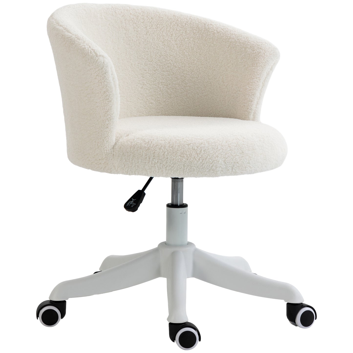 Fluffy Armless Office Chair with Adjustable Height - White