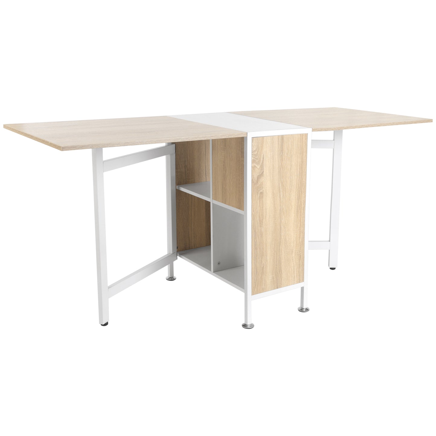Multi-Use Folding Dining Table with 4 Storage Shelves