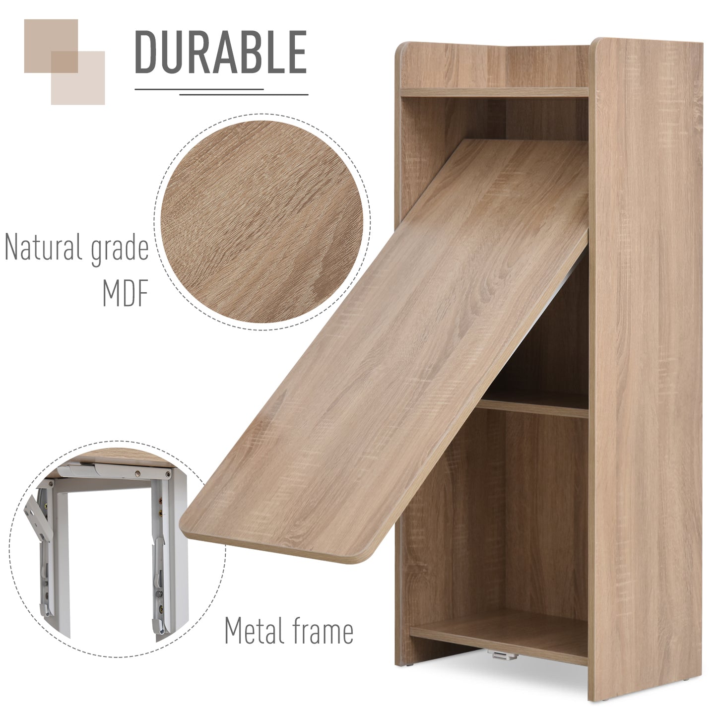 2-in-1 Folding Table with 4-Tier Storage Cabinet