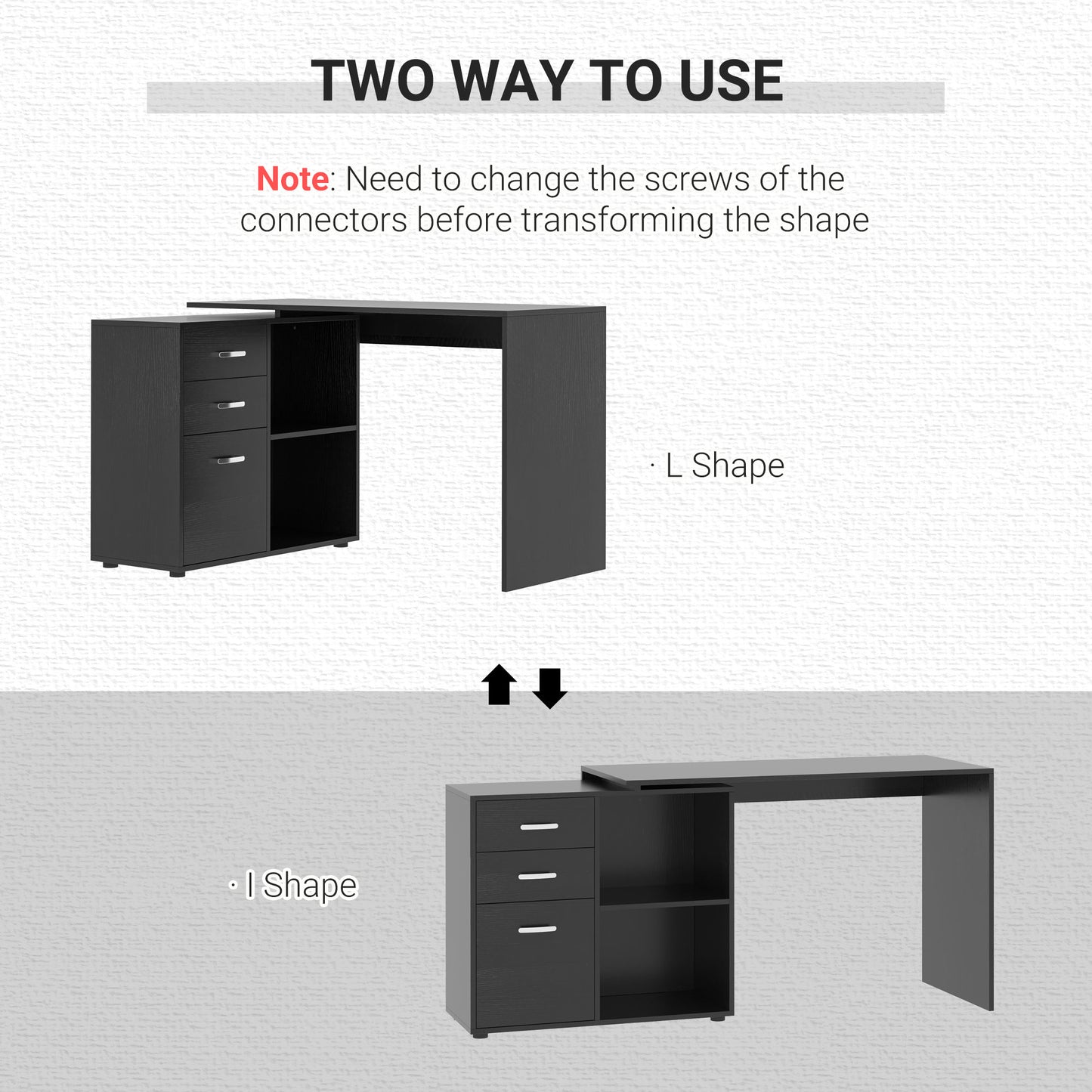 Black L-Shaped Computer Desk with Storage for Home Office