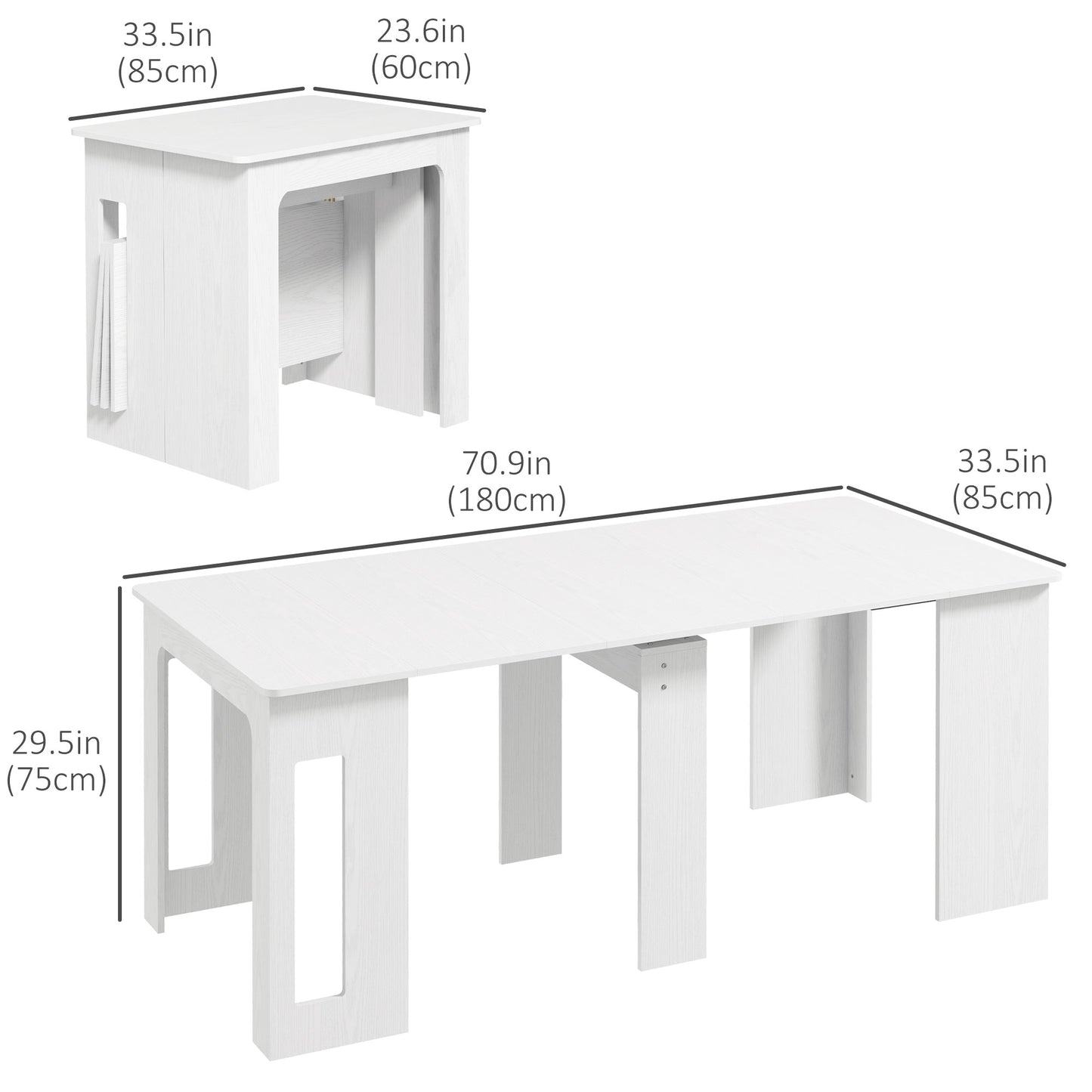 Extendable Dining Table for Small Spaces - White