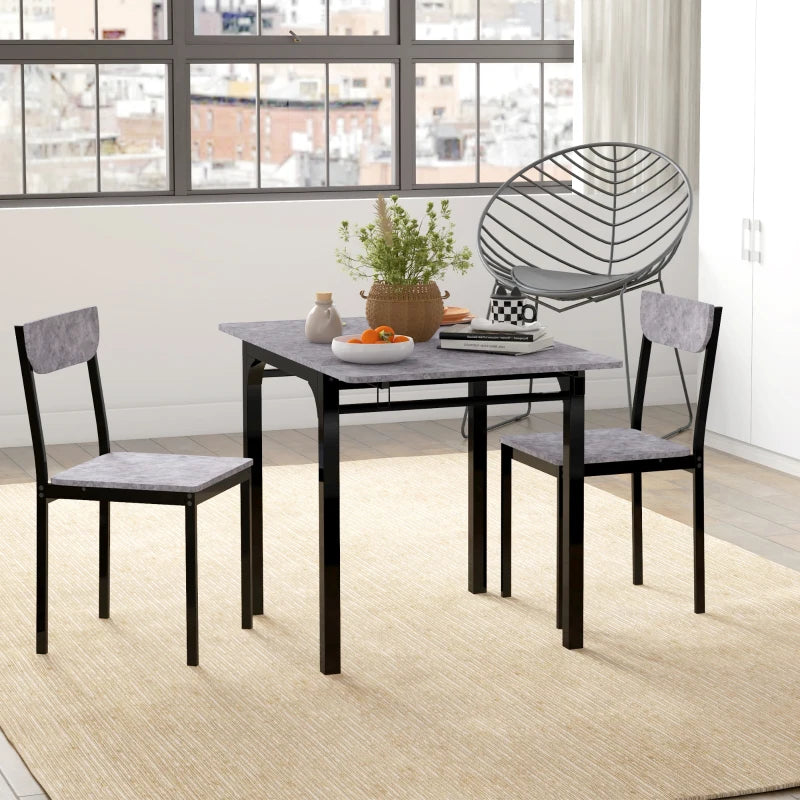 3-Piece Drop Leaf Dining Set with Table and 2 Chairs - Light Gray