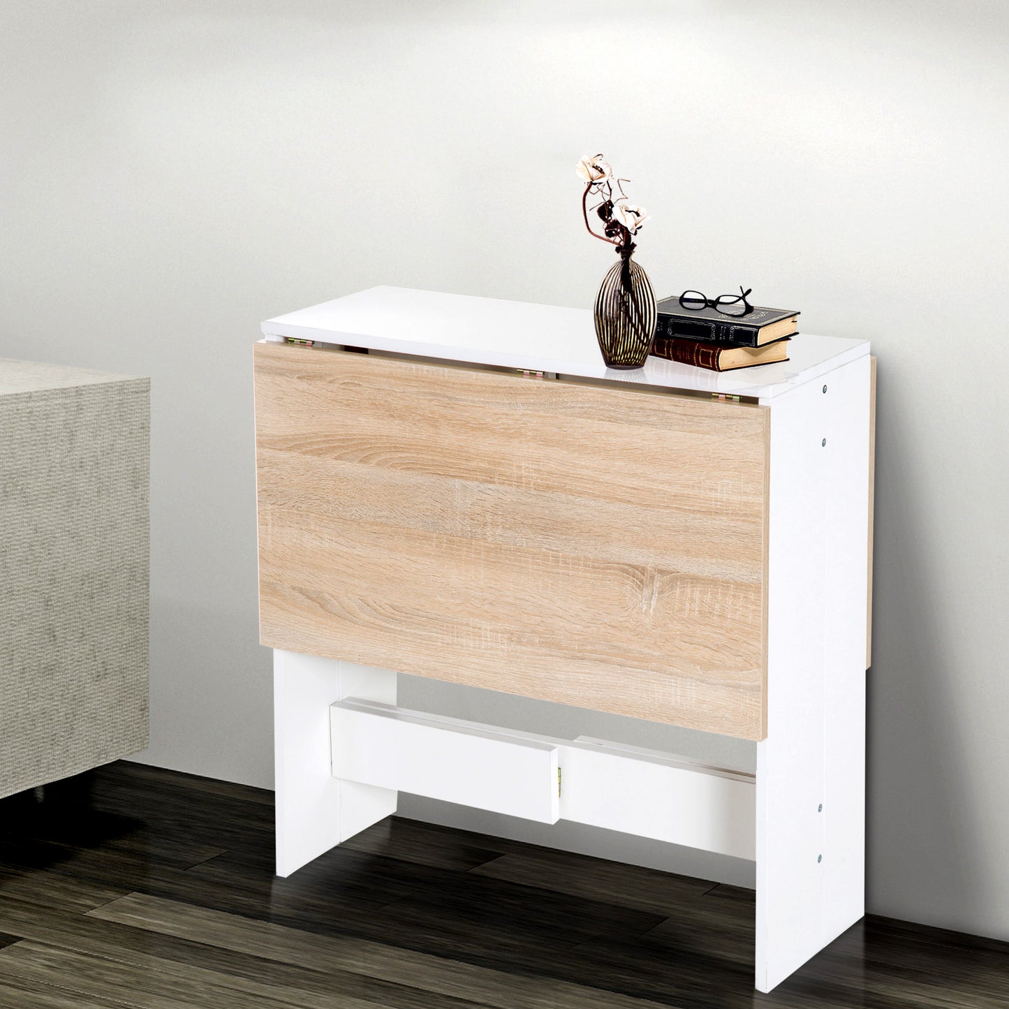 Drop Leaf Folding Dining Table with Expandable Surface