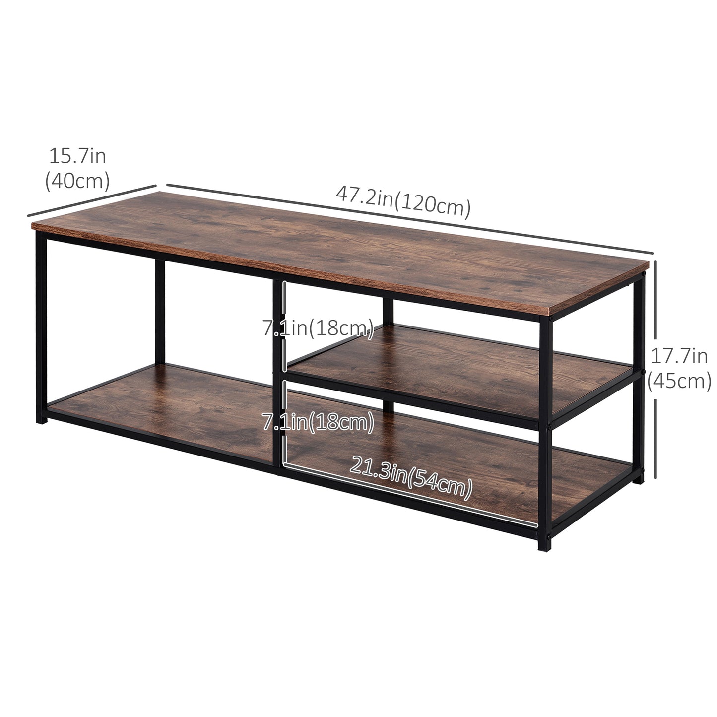 Industrial TV Stand with Metal Frame and Storage Cabinet