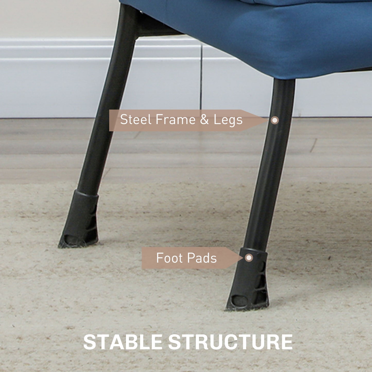 Modern Accent Chair with Storage Pockets - Blue