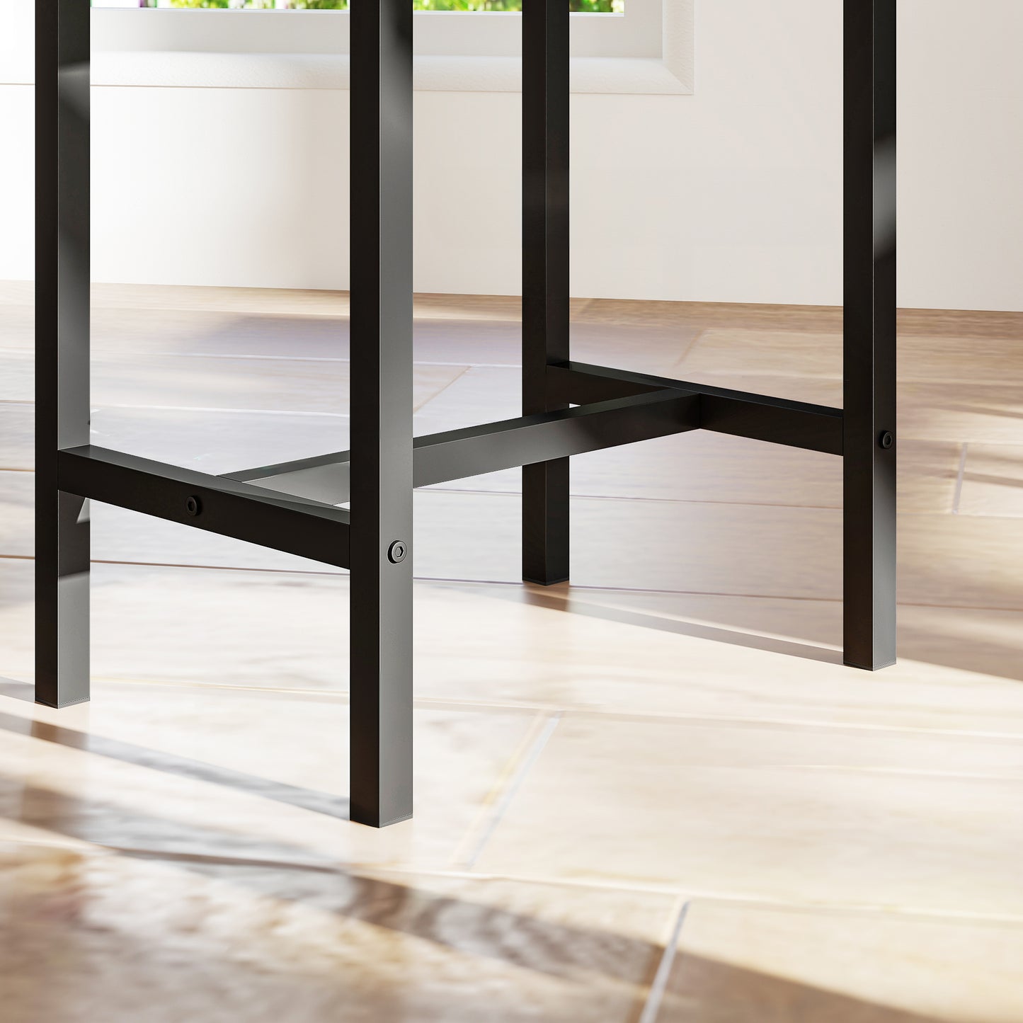 5-Piece Extendable Dining Set with Benches and Stools - Black
