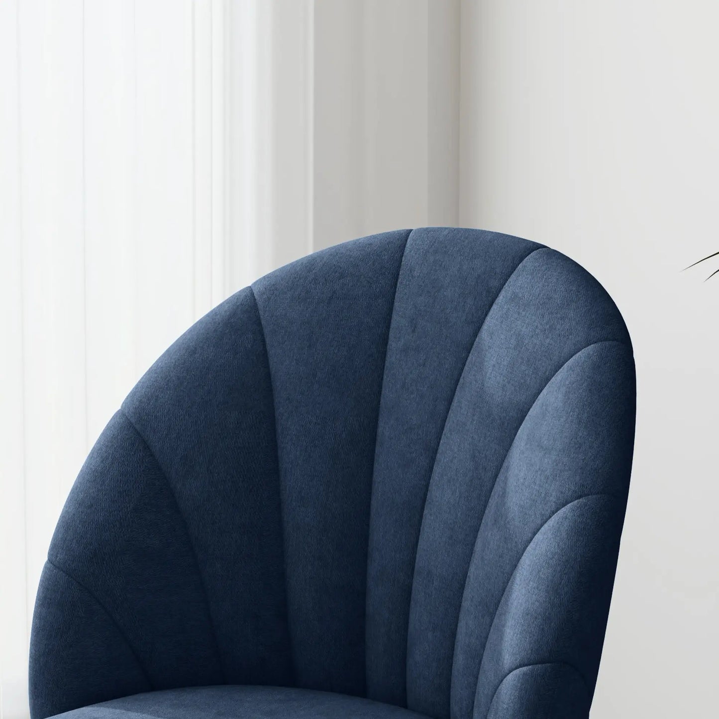 Upholstered Dining Chairs with Shell Backrest and Metal Legs, Blue (Set of 4)