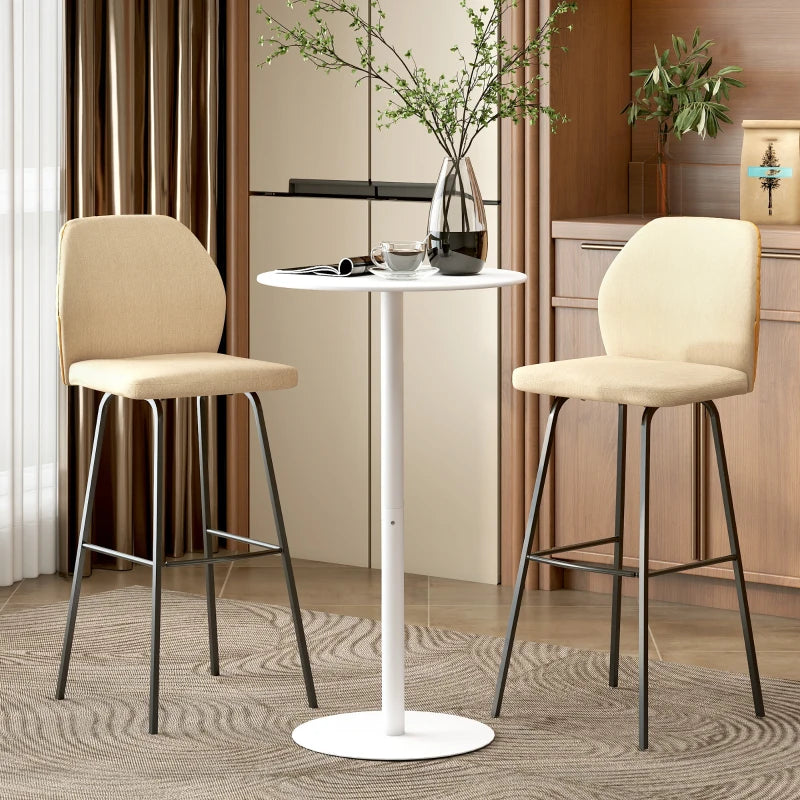 Round Bar Table with Steel Frame for 2 People, Indoor/Outdoor Use, White