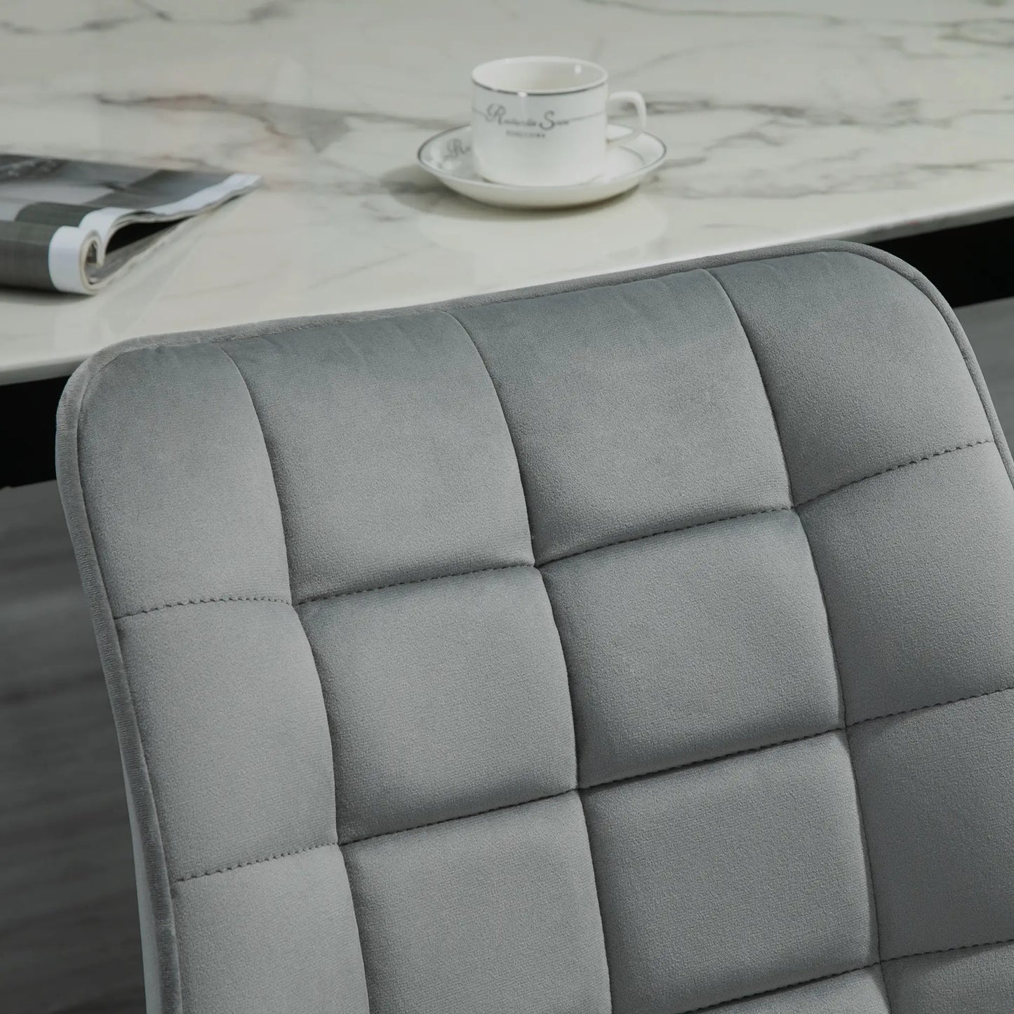 Velvet-Touch Upholstered Lounge Chairs with Metal Legs, Grey (Set of 2)