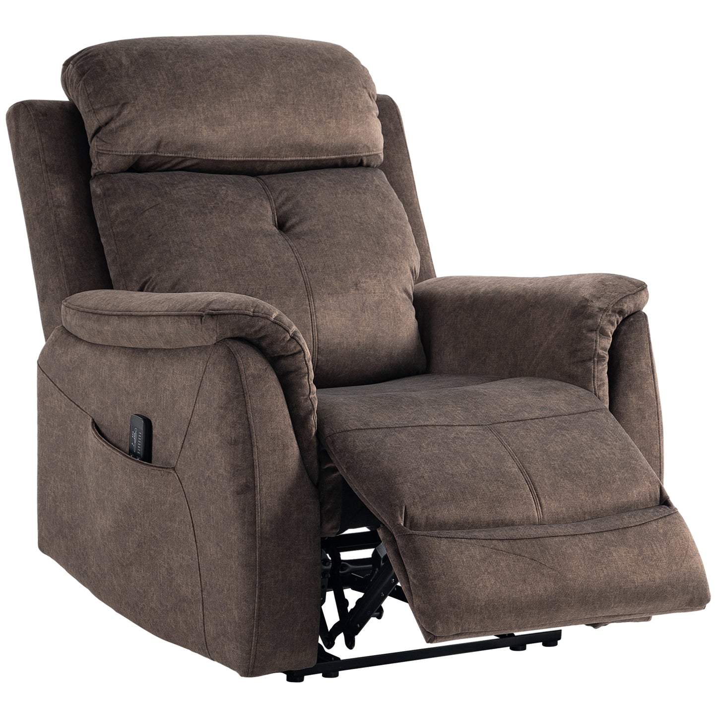 Velvet Manual Recliner Chair with Vibration Massage - Brown