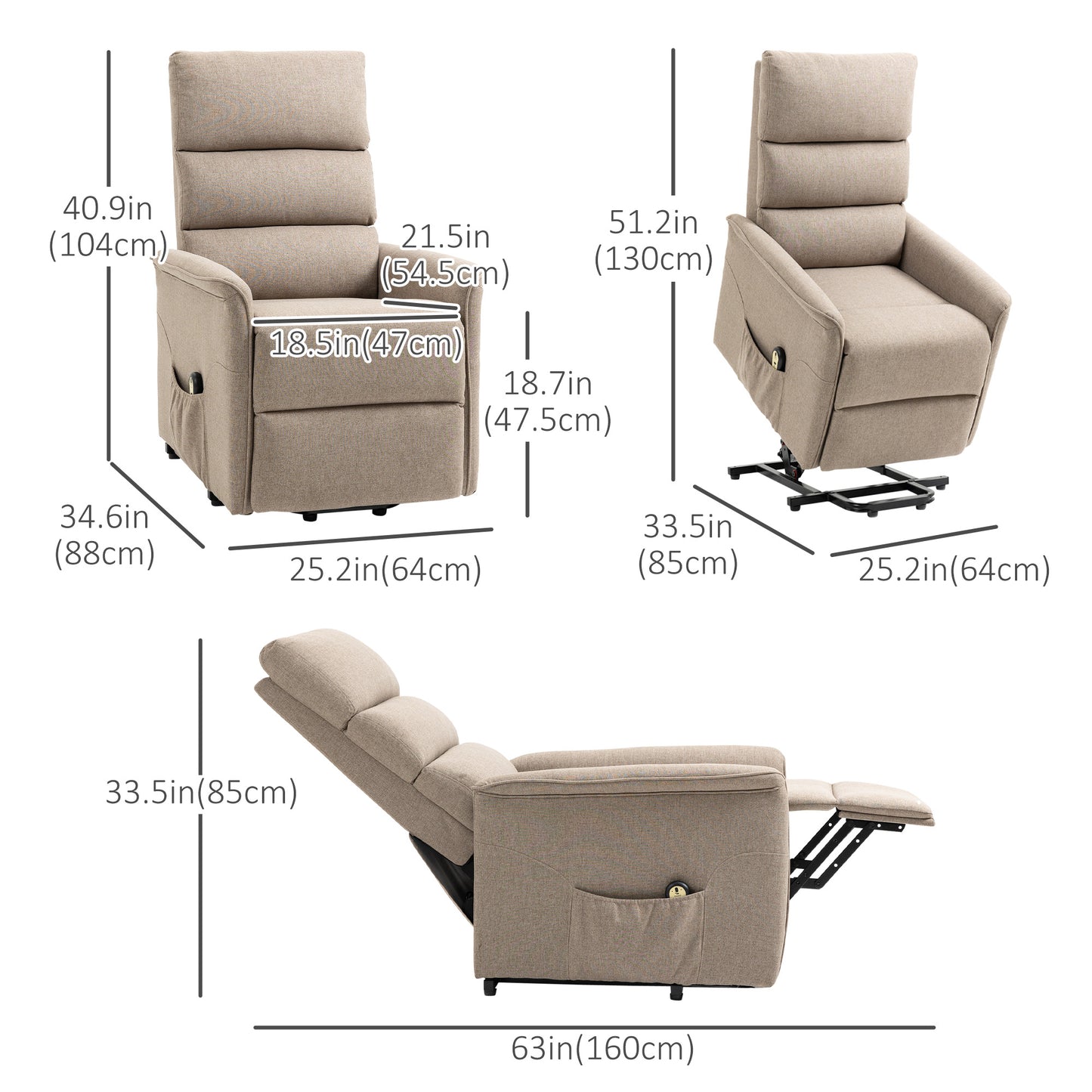 Power Lift Recliner Chair with Remote Control, Brown