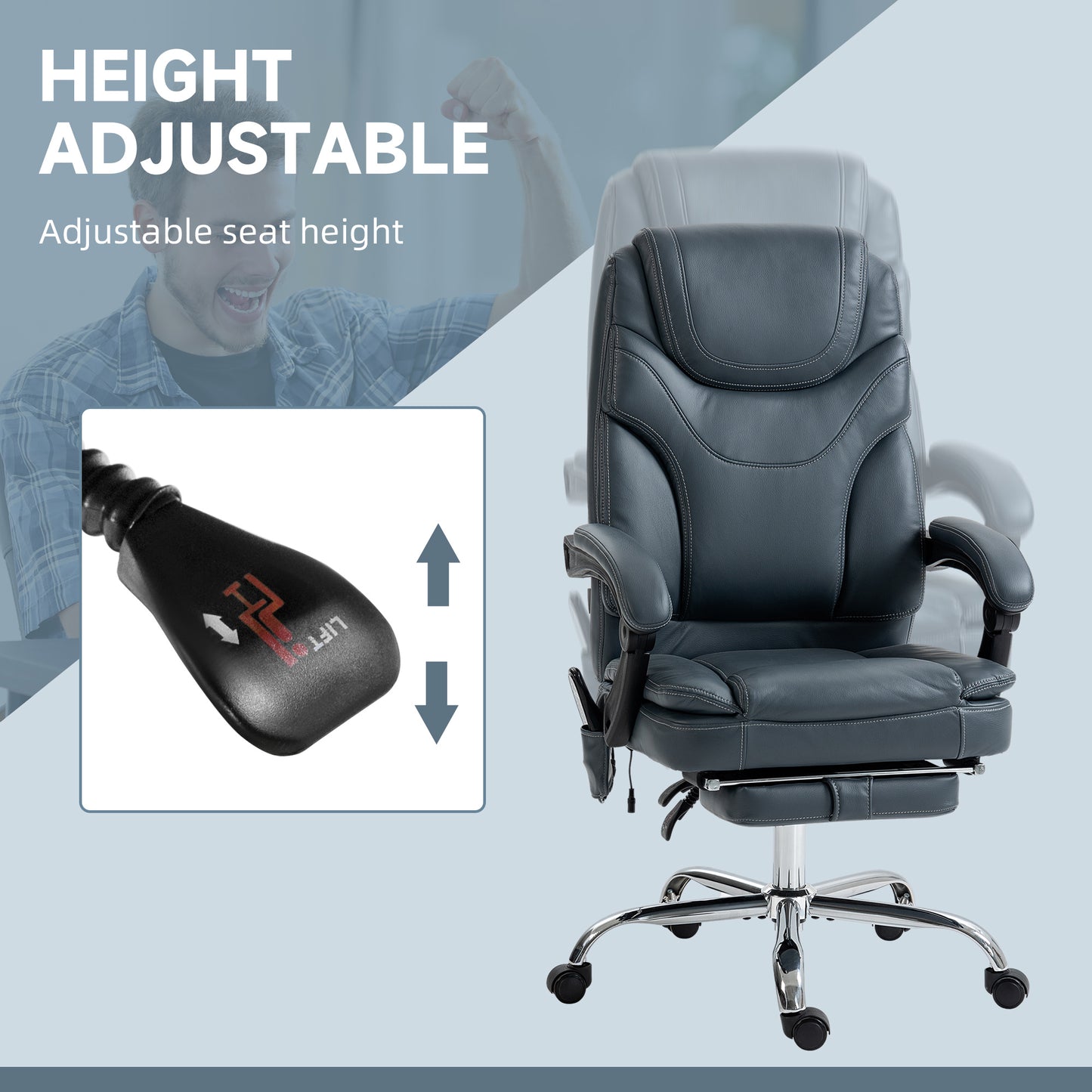 Premium Heated Massage Office Chair with Recliner & Footrest