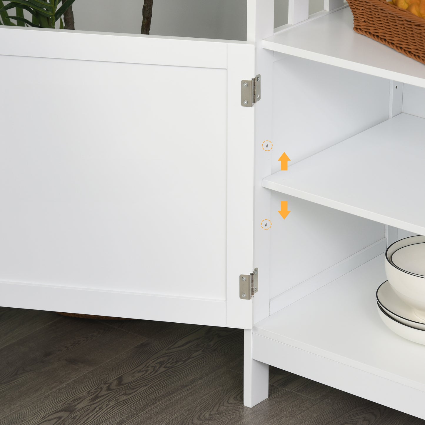 39" Wooden Console Table with Cabinet and Open Shelf, White