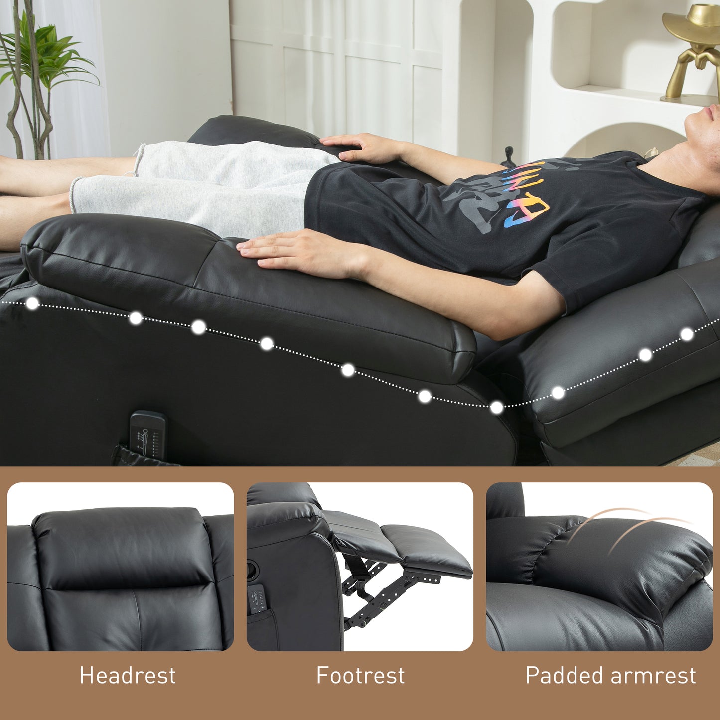 Luxury Massage Recliner Chair with 8 Vibration Points, Black