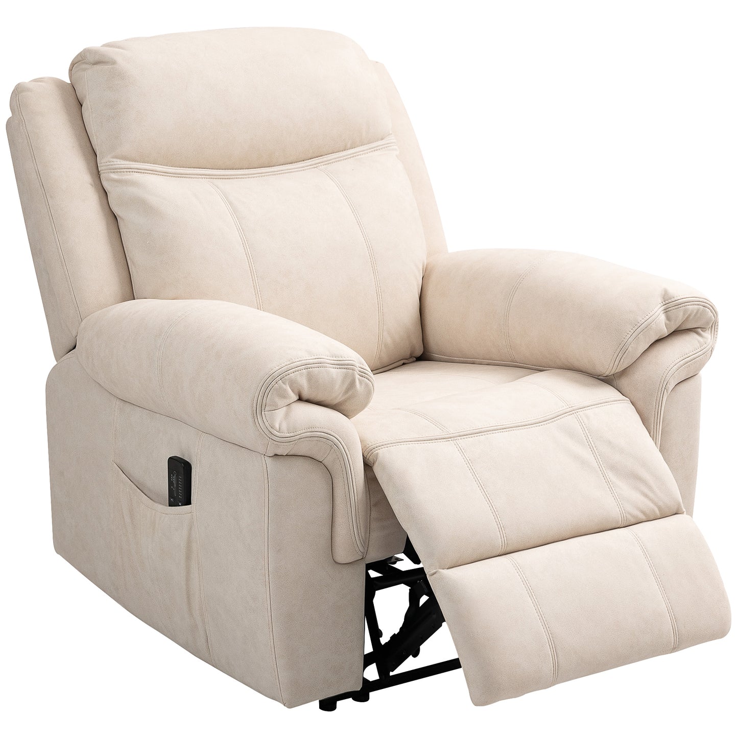 Microfiber Manual Recliner Chair with Vibration Massage - Cream White