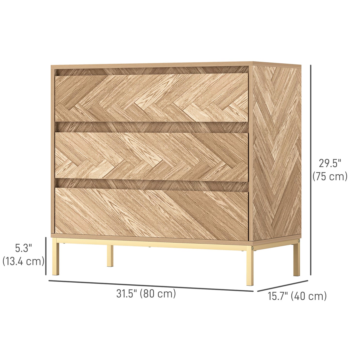 3-Drawer Chest with Chevron Pattern