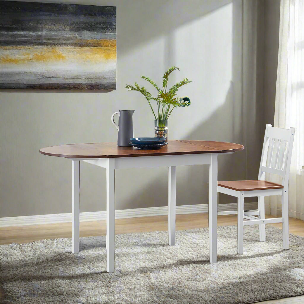 Solid Wood Drop Leaf Dining Table - Brown