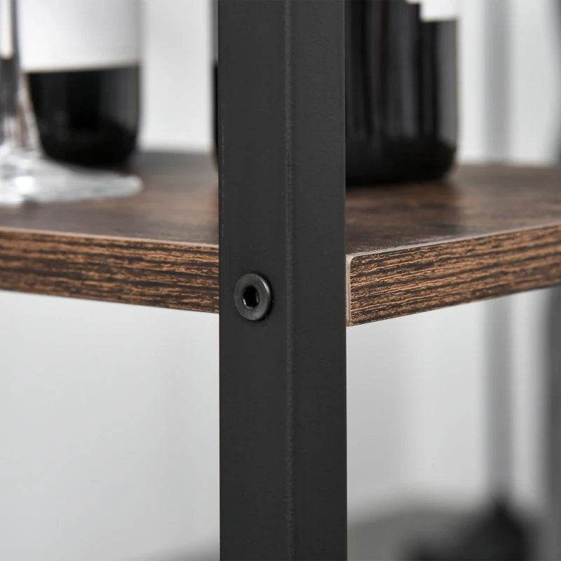 Industrial Bar Table Set with 2 Stools and Storage Shelf