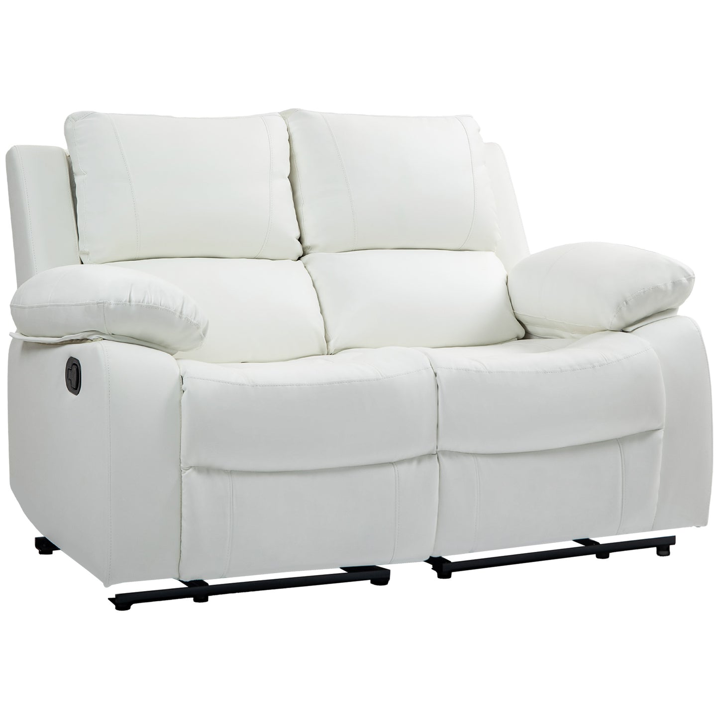 Manual Reclining Loveseat with Dual Footrests - White