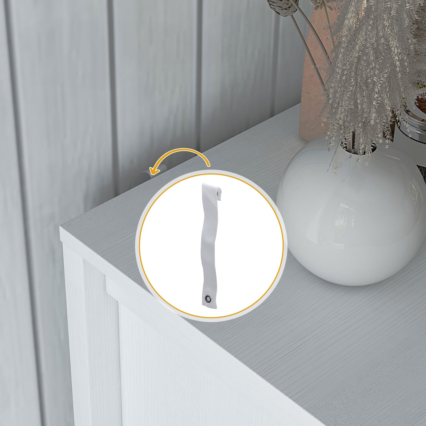 Farmhouse Buffet Storage Cabinet with Barn Door Design - White