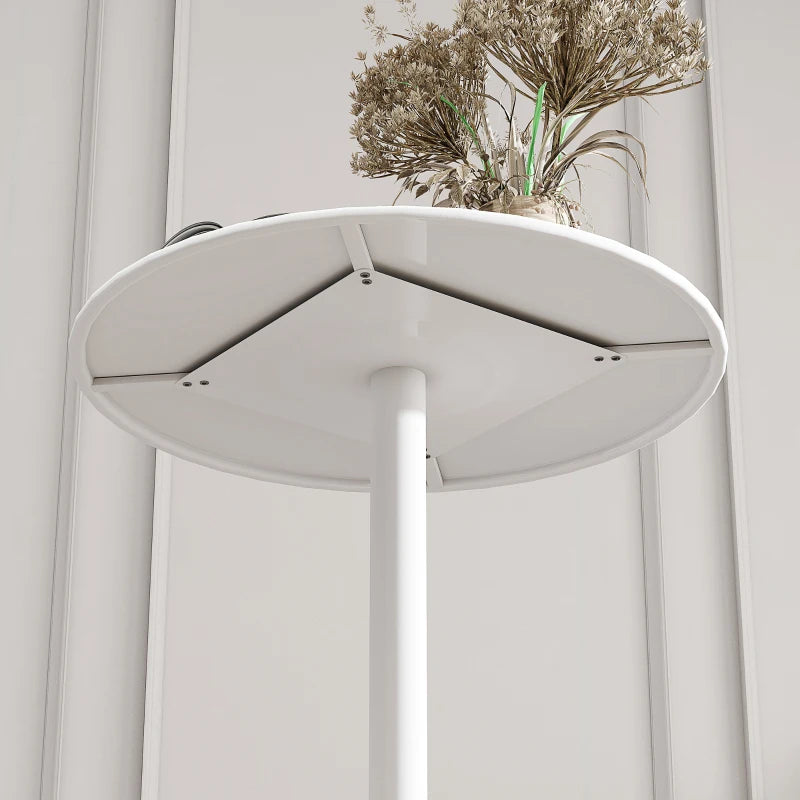 Round Bar Table with Steel Frame for 2 People, Indoor/Outdoor Use, White
