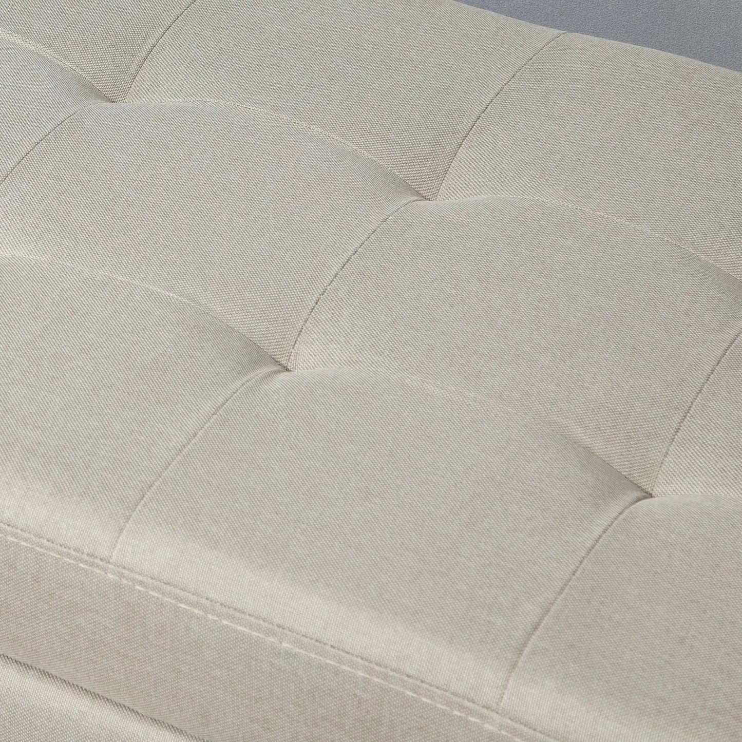 Rectangular Tufted Storage Bench with Wood Feet, Beige