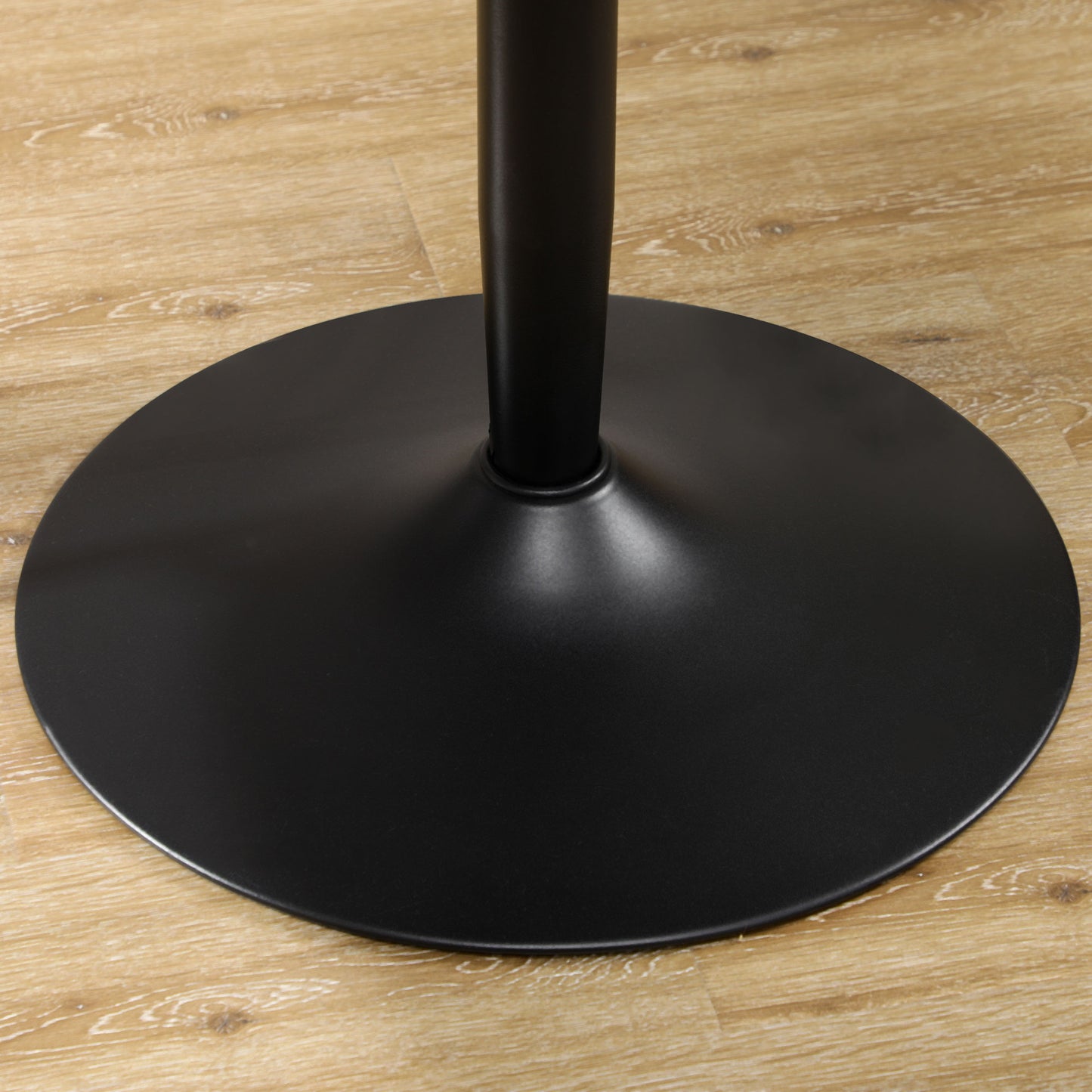 Round Dining Table with Steel Pedestal Base - White Marble