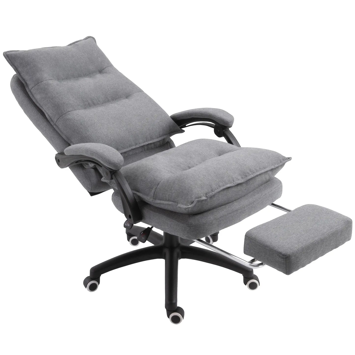 Ergonomic Reclining Office Chair with Double Padding and Footrest, Gray