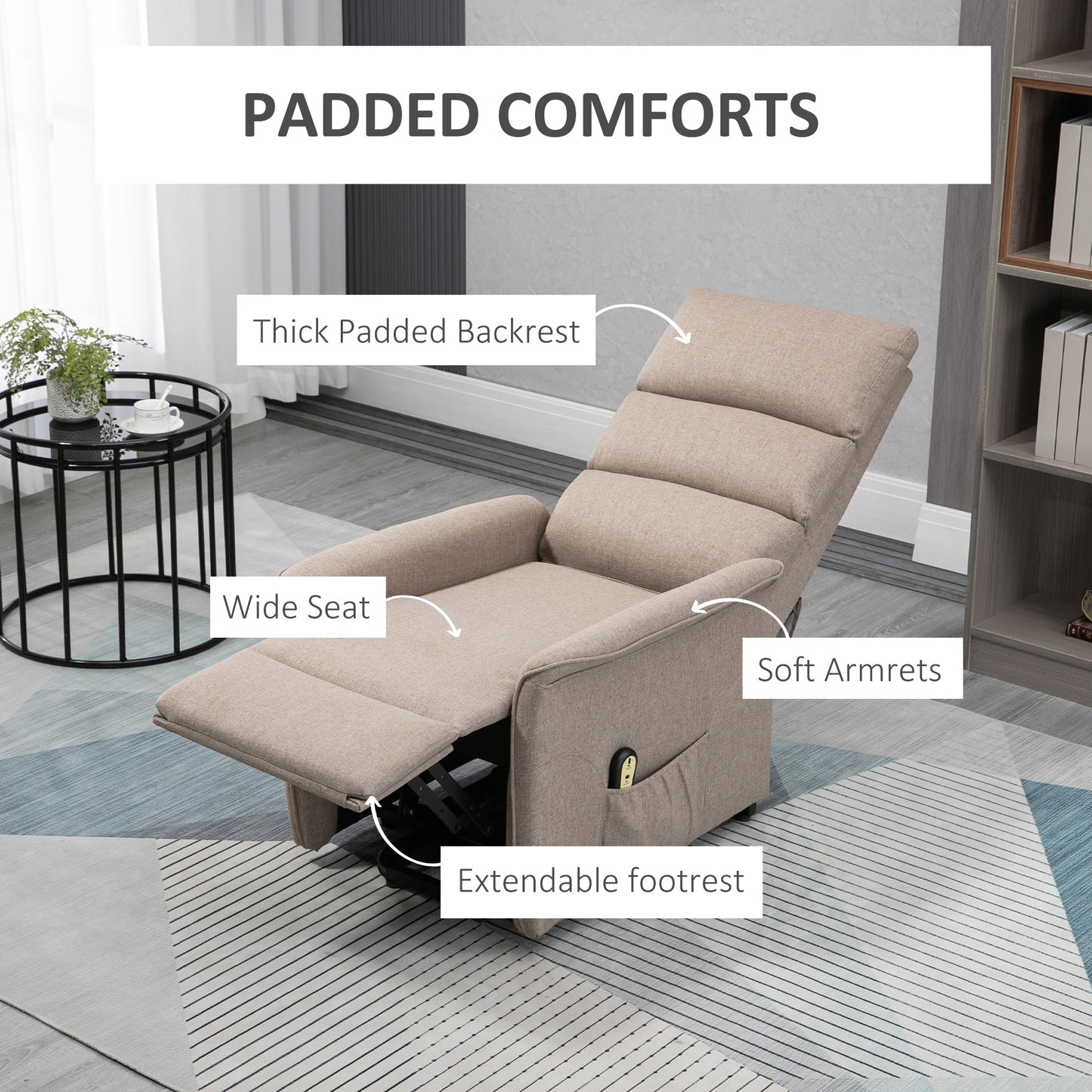 Power Lift Recliner Chair with Remote Control, Brown