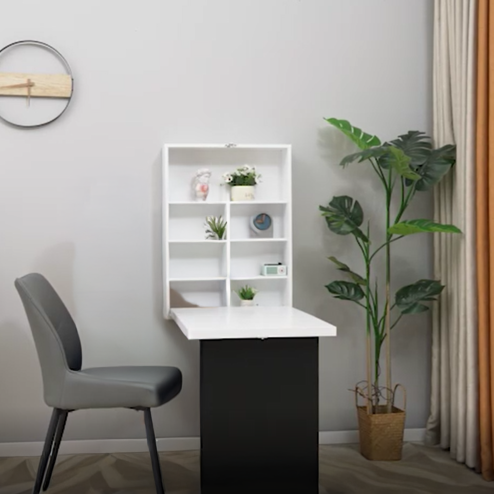 Wall Mounted Fold-Out Desk with Storage and Writing Board