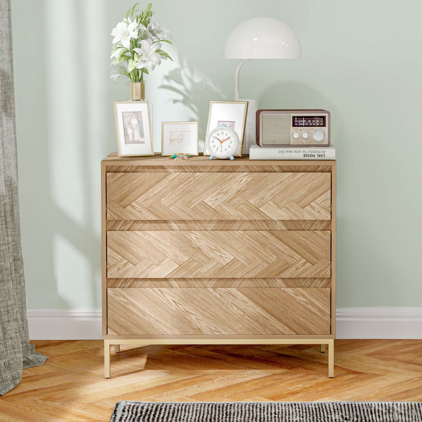 3-Drawer Chest with Chevron Pattern