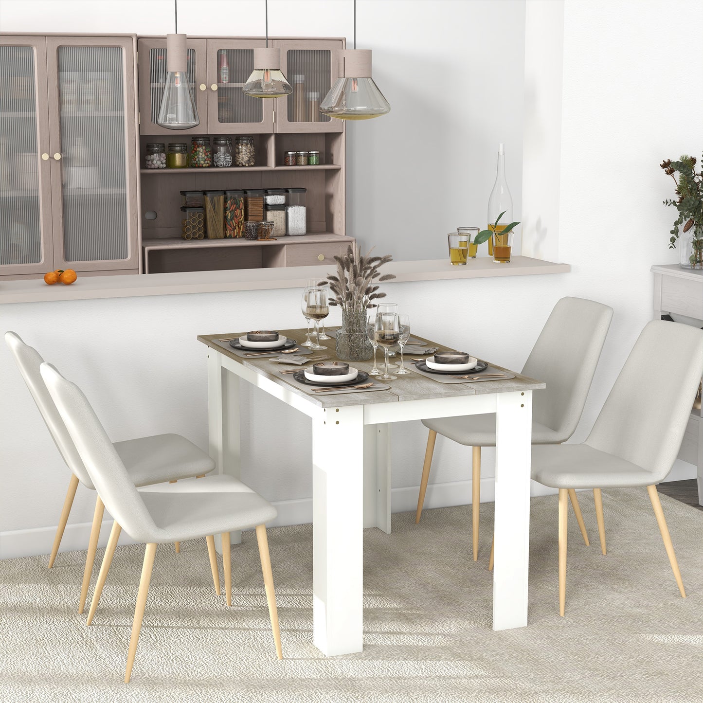 Modern Grey Dining Table for 4-6 People