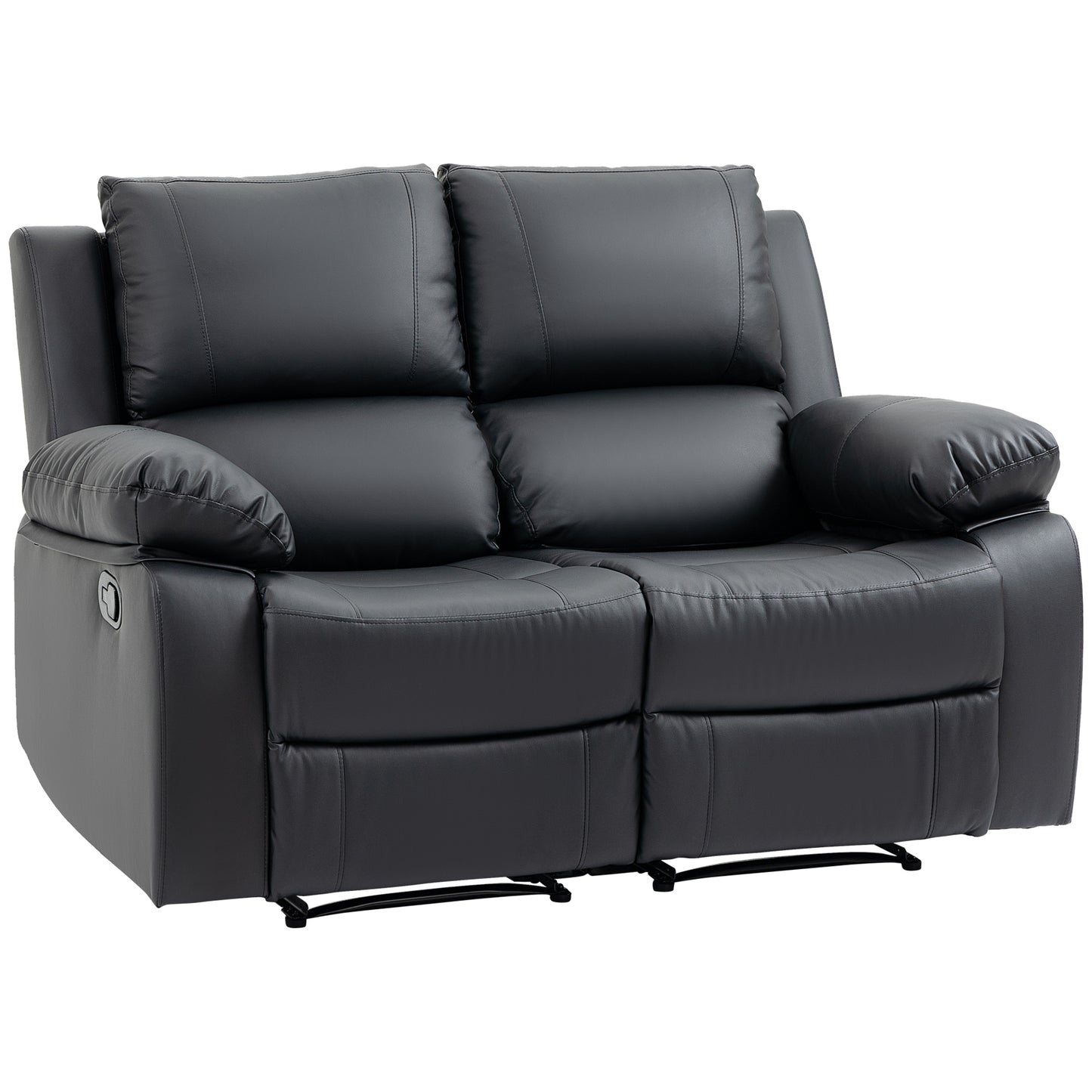 Manual Reclining Loveseat with Dual Footrests - Black