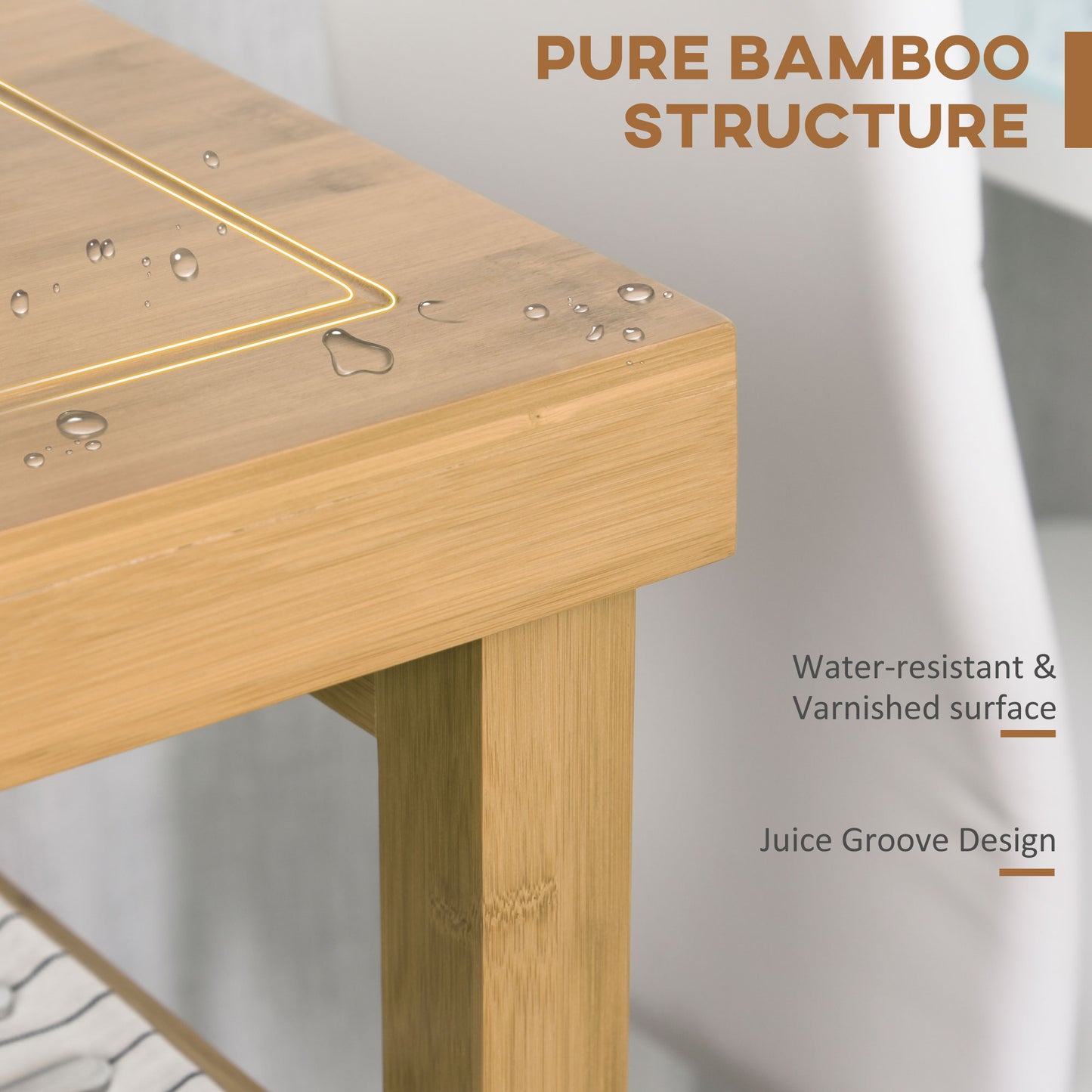 Bamboo Rolling Kitchen Island Trolley with Drawers and Shelves