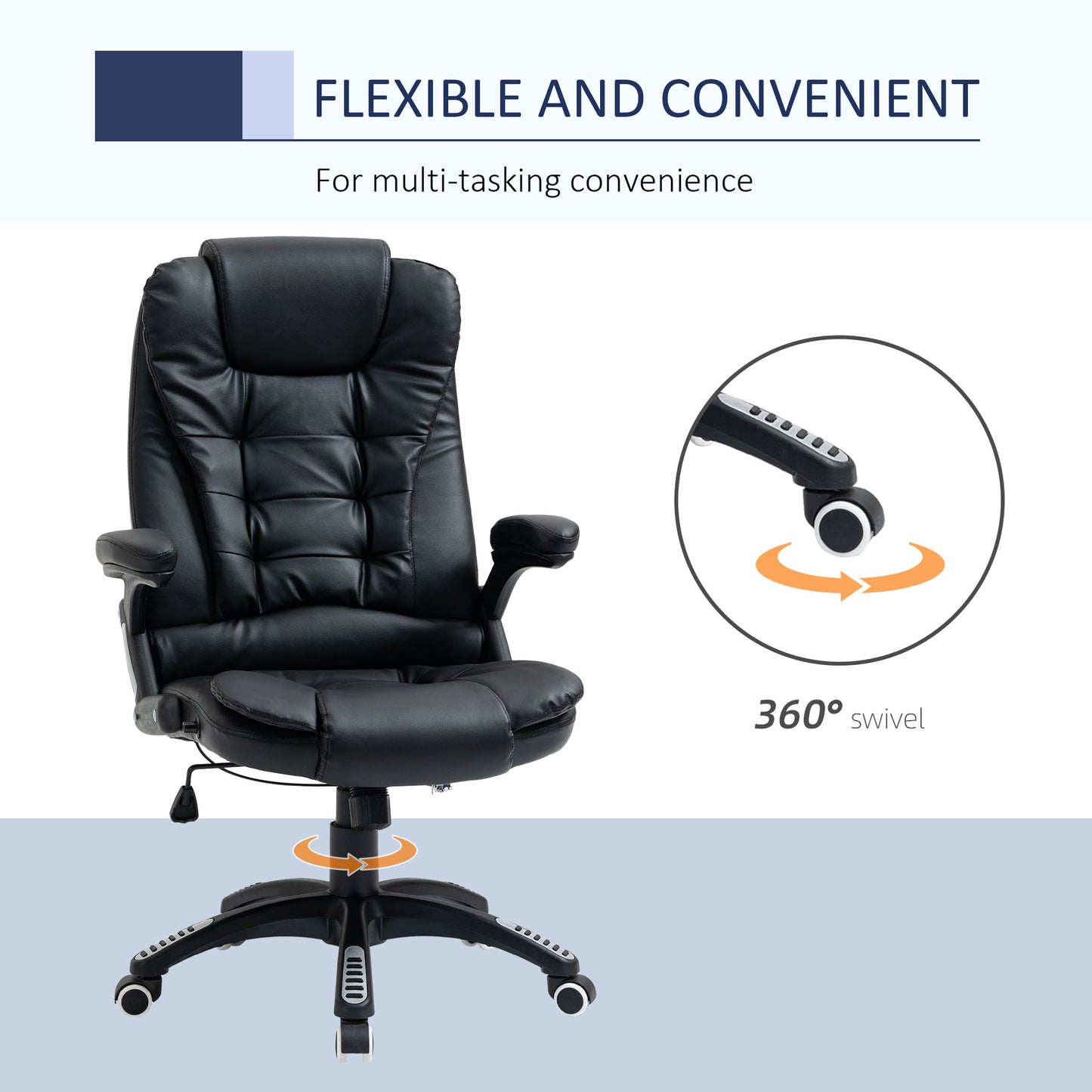 PU Leather Executive Reclining Office Chair with High Back, Black