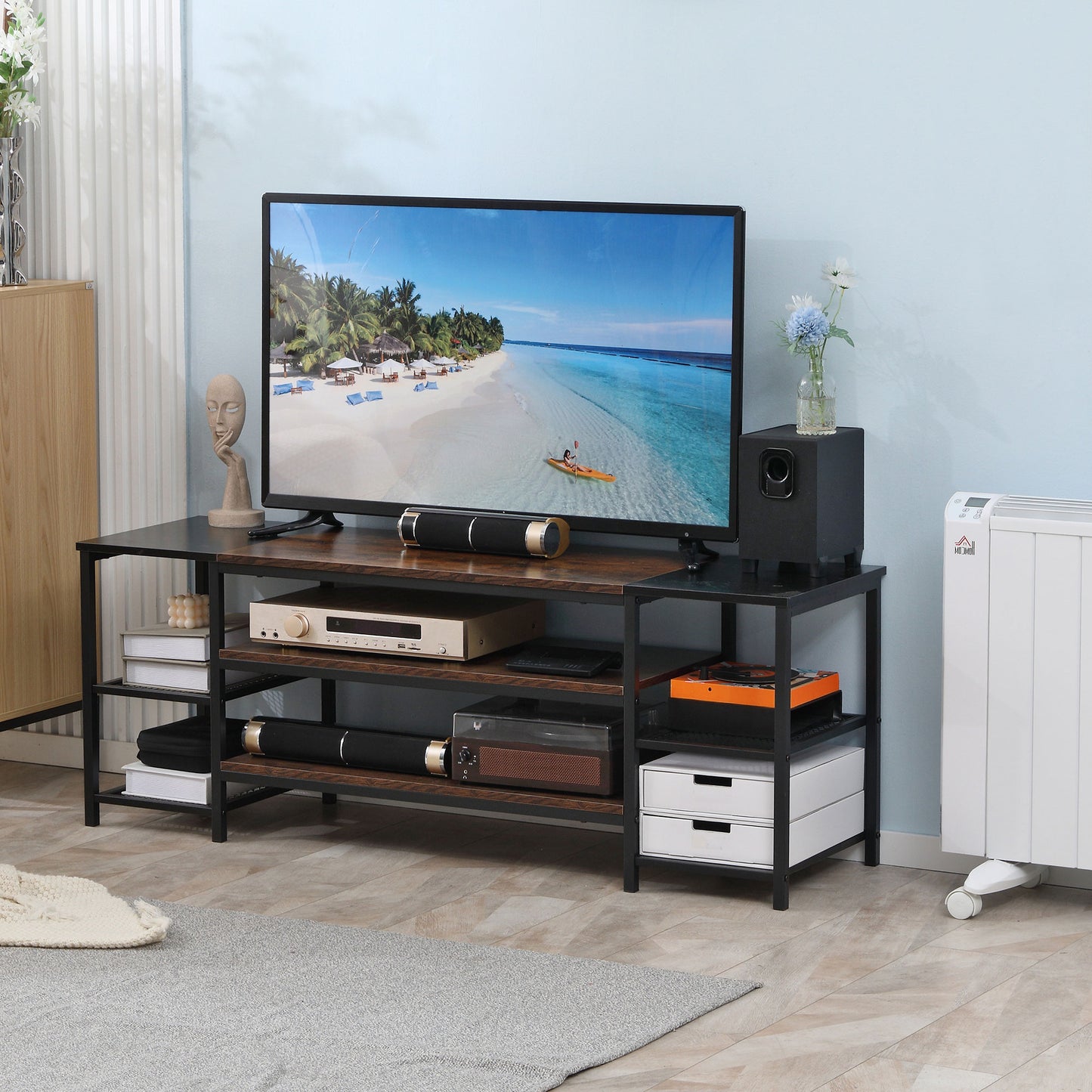 Industrial Open Shelf TV Stand for 65" TVs
