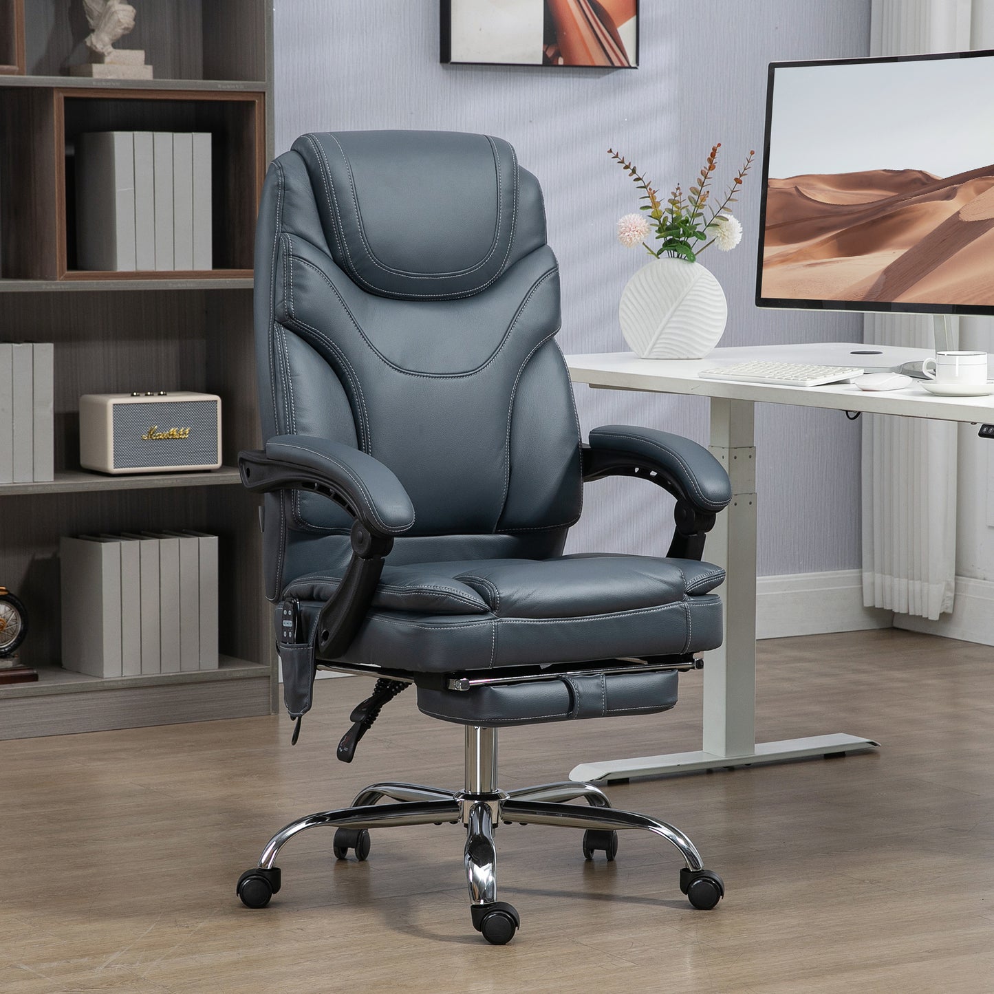 Premium Heated Massage Office Chair with Recliner & Footrest