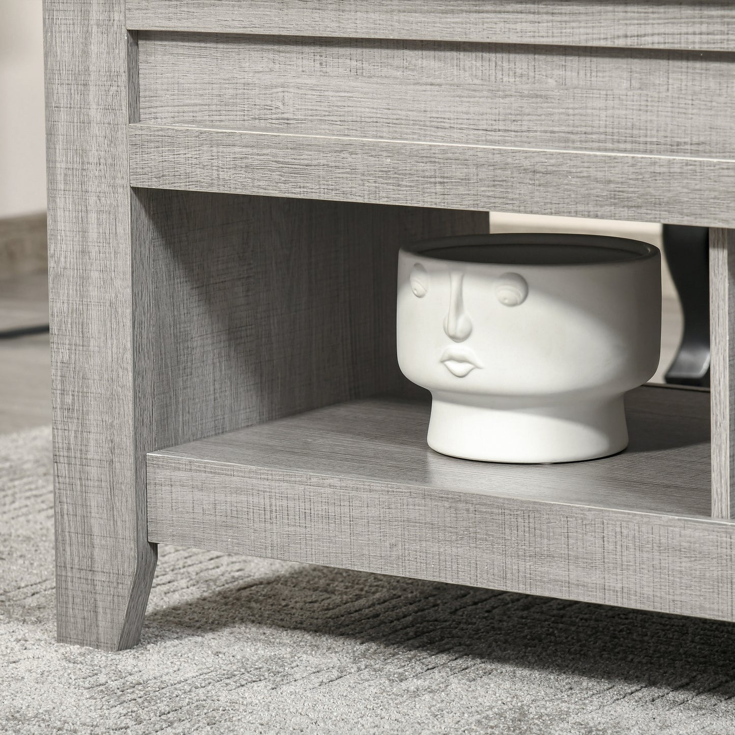 Lift Top Coffee Table with Hidden Storage, Light Gray